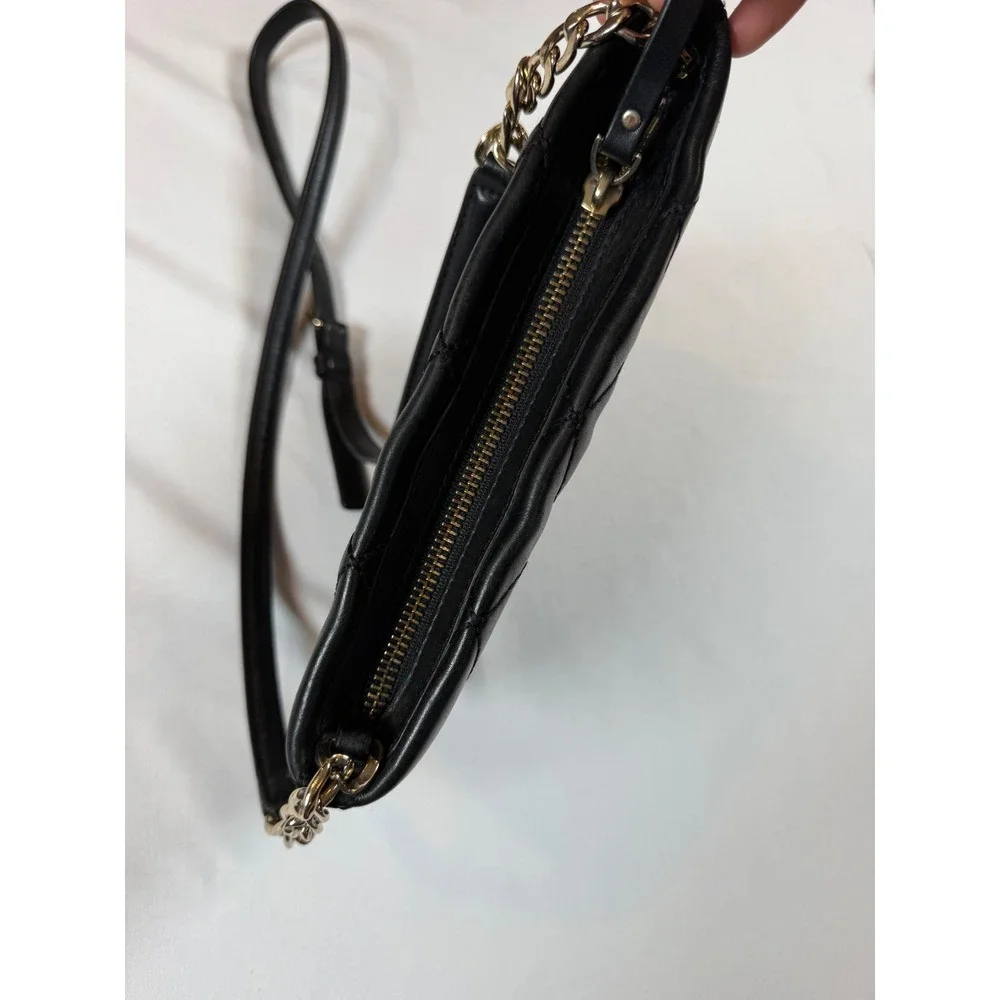 Kate Spade New York Emerson Place Black Quilted Leather Bag Gold Chain Strap